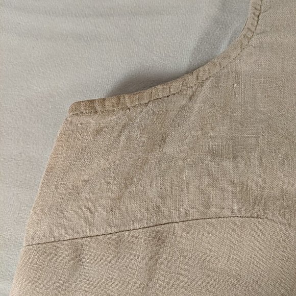 L.L. Bean ll Vintage Peasant Tank Woven top Women's size large L tan white beige - Picture 5 of 14